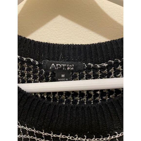 Apt 9 metallic pullover sweater silver and black 3/4 sleeve top size medium - Picture 5 of 10